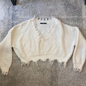 White ZAFUL distressed sweater
